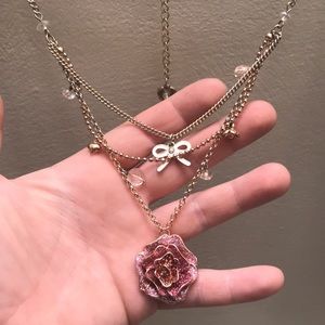 Betsey Johnson rose gold rose necklace